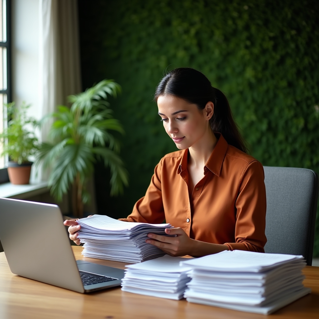 Professional reviewing service contracts at a well-organized desk